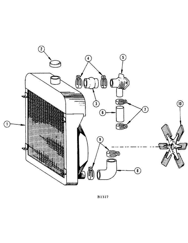 Схема запчастей Case IH 1010 - (440) - A284 G-F, A284 LP-F, A301 D-F ENGINES, RADIATOR (10) - ENGINE