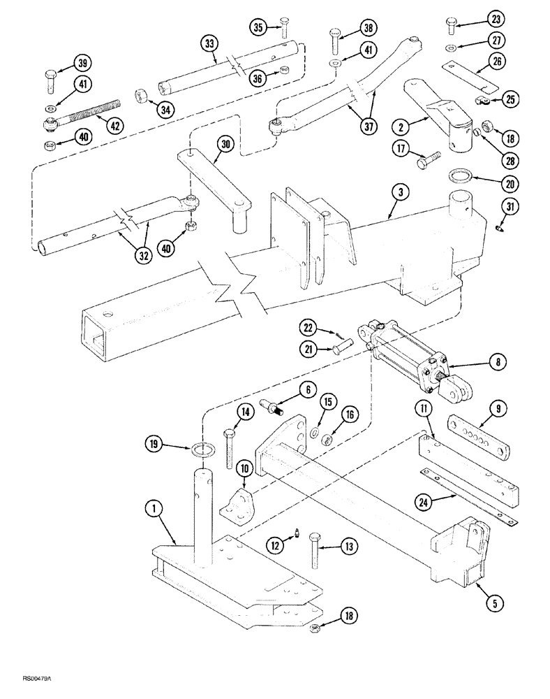 Схема запчастей Case IH 7500 - (09-03) - HYDRAULIC HITCH AND STEERING LINKAGE, IN THE FURROW PLOWS (09) - CHASSIS/ATTACHMENTS