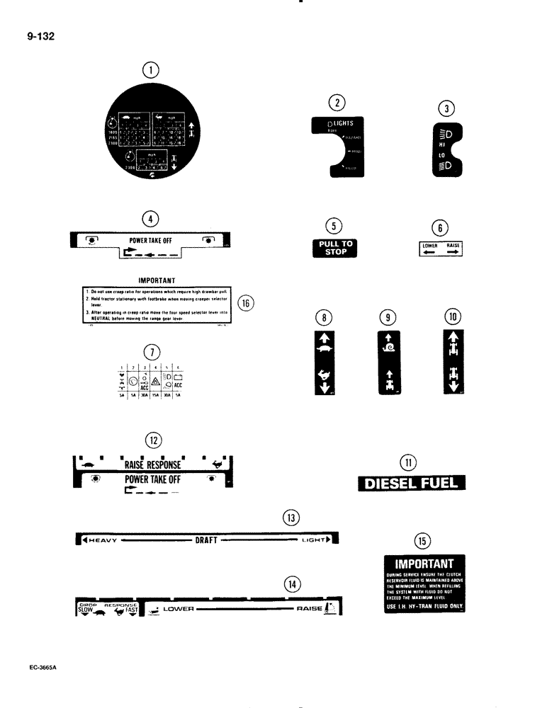 Схема запчастей Case IH 595 - (9-132) - DECALS (09) - CHASSIS/ATTACHMENTS
