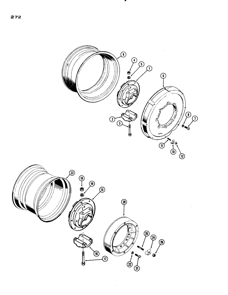 Схема запчастей Case IH 830-SERIES - (272) - REAR WHEELS W/34" RIMS, UNIVERSAL MANUAL ADJUSTABLE (06) - POWER TRAIN
