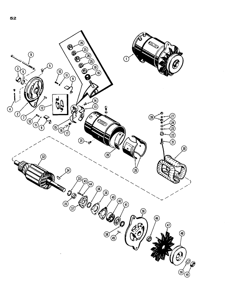 Схема запчастей Case IH 188 - (52) - A36195 GENERATOR, SPARK IGNITION ENGINE 
