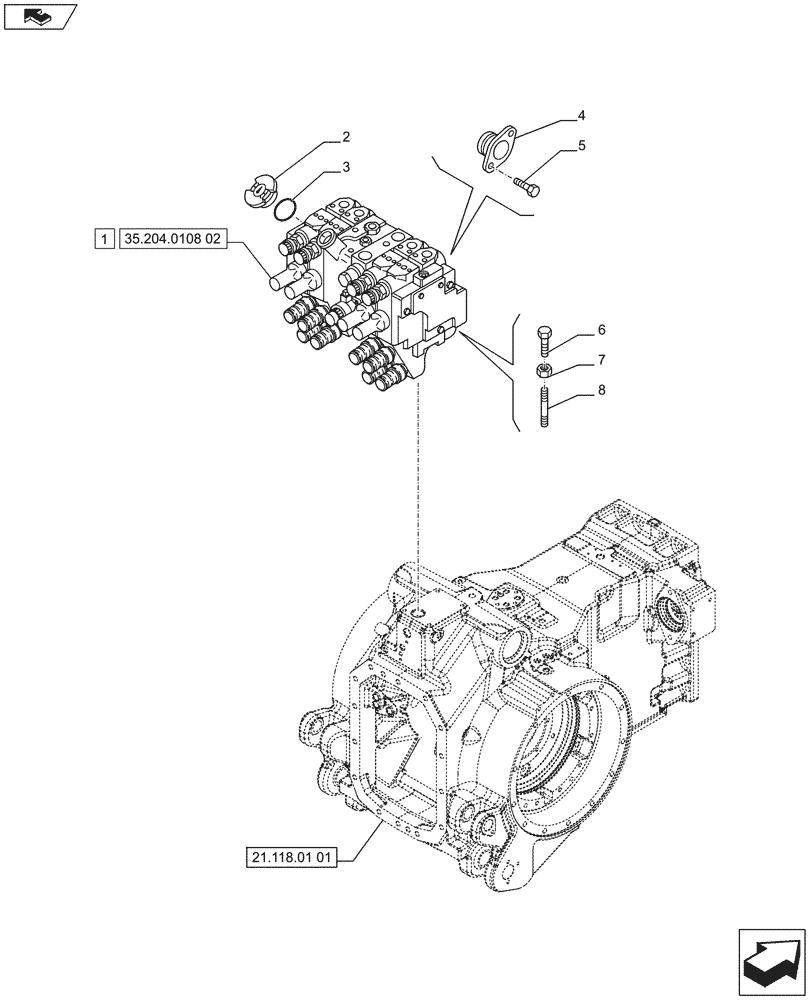 Схема запчастей Case IH PUMA 185 - (35.204.0108[01]) - 4 REMOTE CONTROL VALVES, MECHANICAL (VAR.720669) (35) - HYDRAULIC SYSTEMS