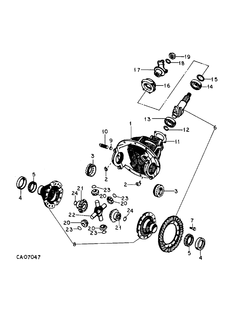 Схема запчастей Case IH HYDRO 186 - (07-53) - DRIVE TRAIN, DIFFERENTIAL CARRIER, TRACTORS WITH ALL WHEEL DRIVE, SERIAL NO. 11080 AND ABOVE (04) - Drive Train