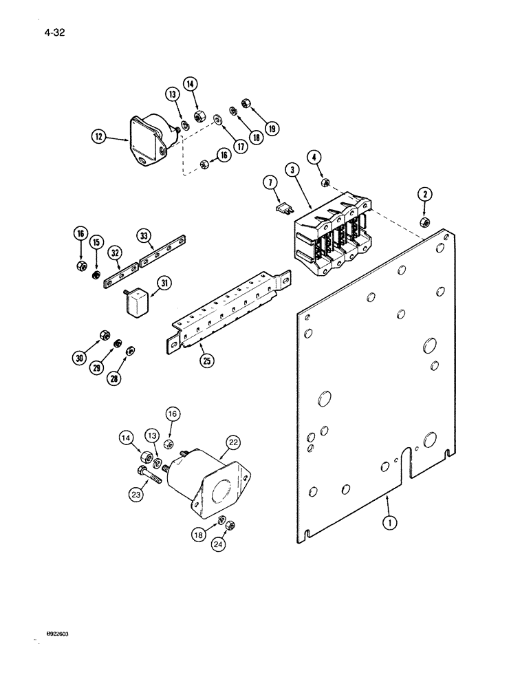 Схема запчастей Case IH 7150 - (4-032) - FUSES, SOLENOIDS AND CIRCUIT BREAKERS (04) - ELECTRICAL SYSTEMS