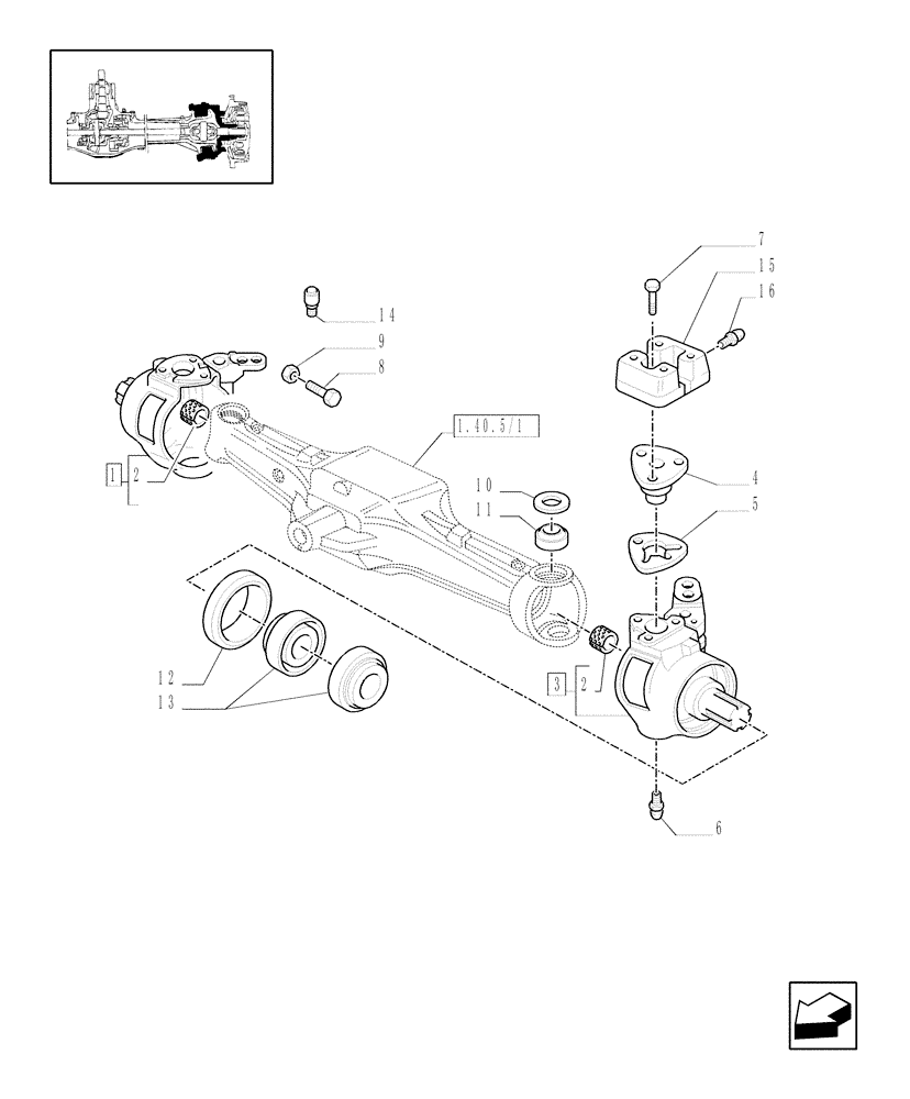 Схема запчастей Case IH JX1070C - (1.40.5/02) - (VAR.326/1) STANDARD FRONT AXLE W/ ELECTROHYDR. DIFF. LOCK, W/ BRAKES (30KM/H) (04) - FRONT AXLE & STEERING