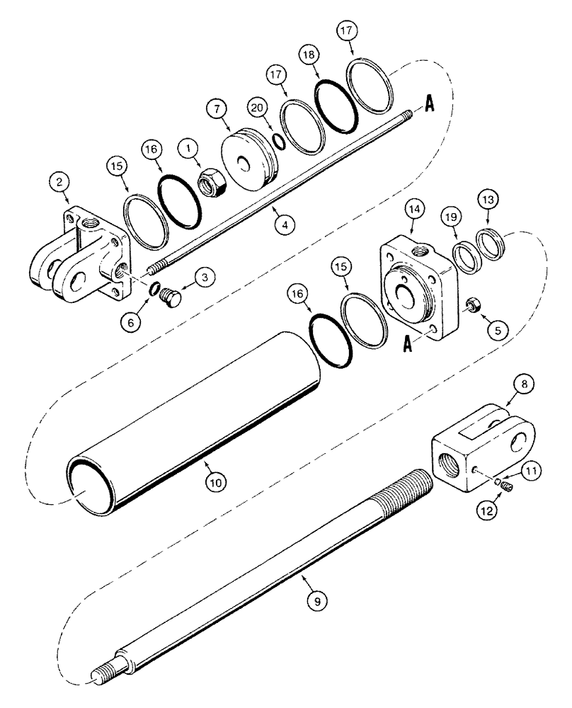 Схема запчастей Case IH 485 - (8-12) - TRANSPORT LIFT CYLINDER, 84994C91, TIE ROD TYPE (08) - HYDRAULICS