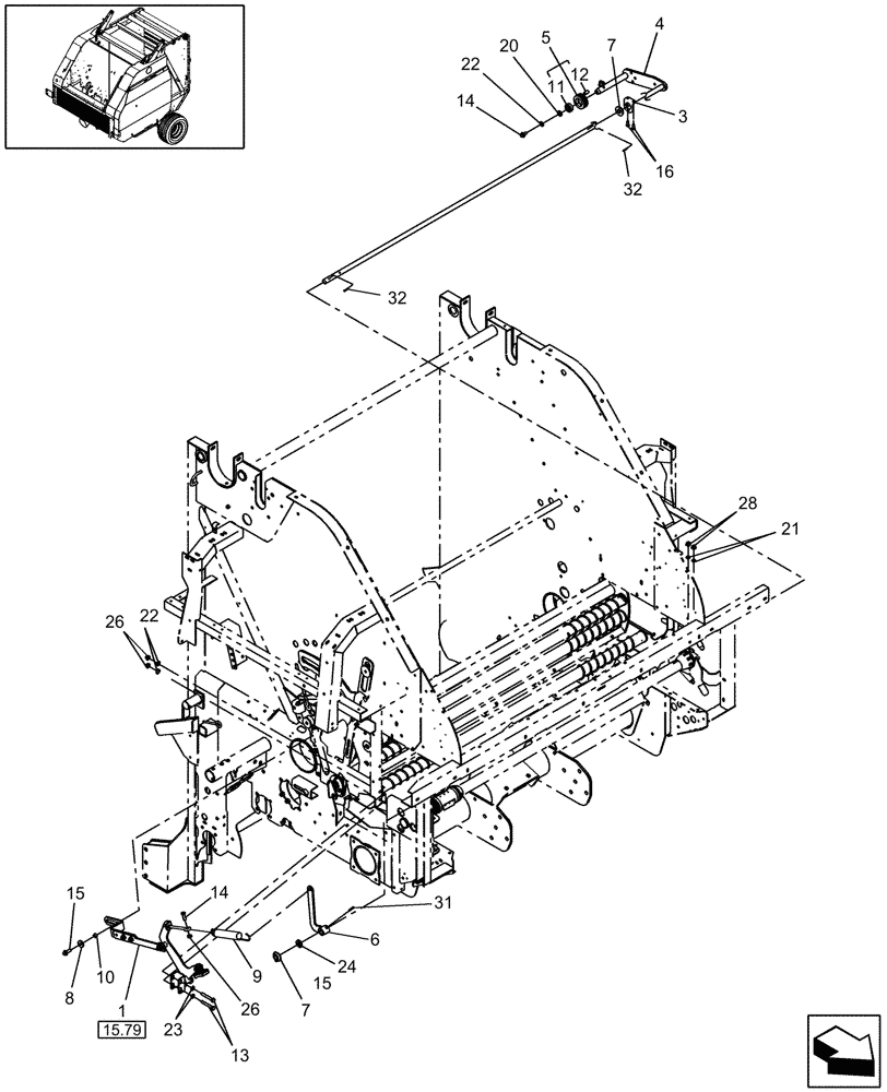 Схема запчастей Case IH RB464 - (15.68[1]) - NET WRAP, COUNTER ROLL, STATIONARY ROLL & BRAKE TENSION, NORTH AMERICA (15) - KNOTTER /WRAPPER