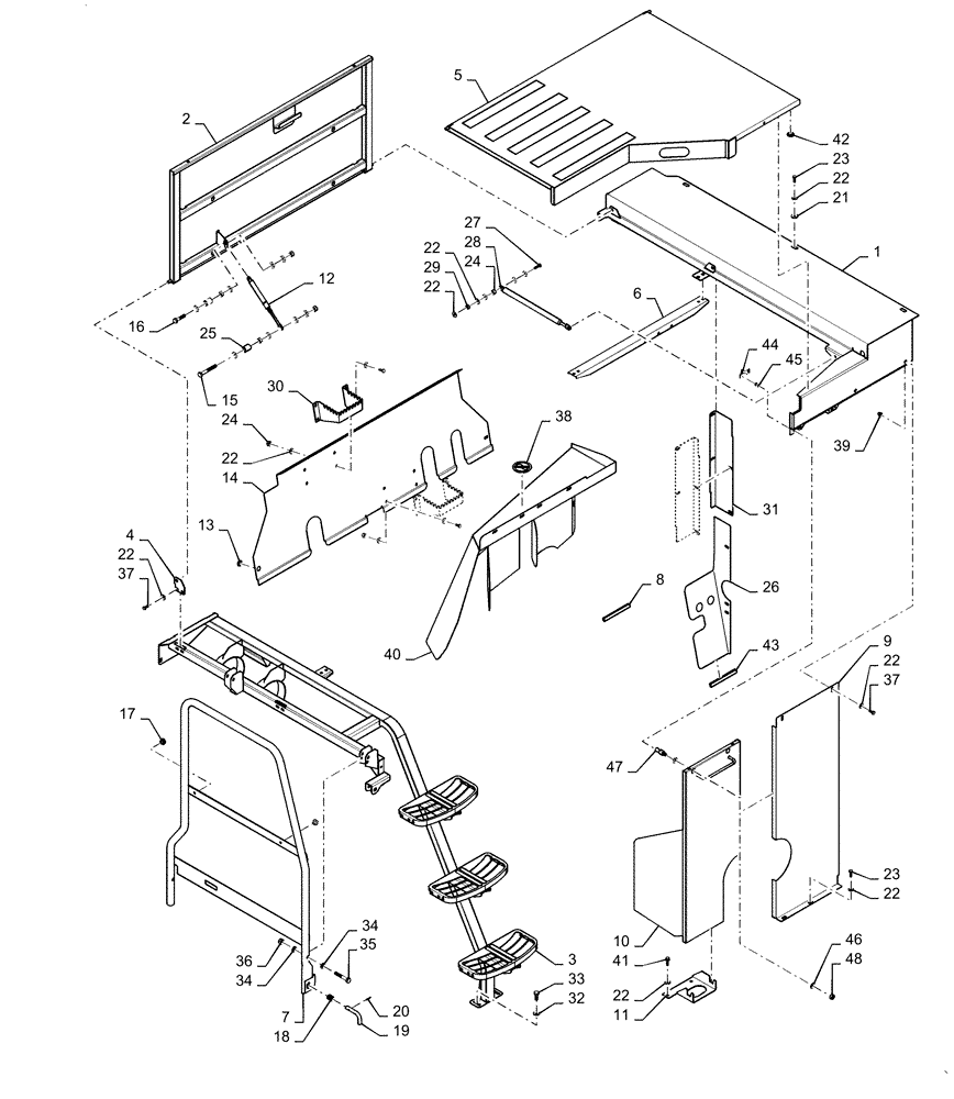 Схема запчастей Case IH 8120 - (90.102.05[05]) - ENGINE GUARDS- MY11 UPDATE 8120 (90) - PLATFORM, CAB, BODYWORK AND DECALS