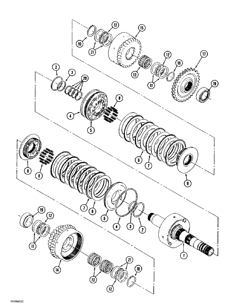 Схема запчастей Case IH 9370 - (6-020) - POWER SHIFT TRANSMISSION ASSEMBLY, 7 INCH SECOND CLUTCH PACK ASSEMBLY (06) - POWER TRAIN
