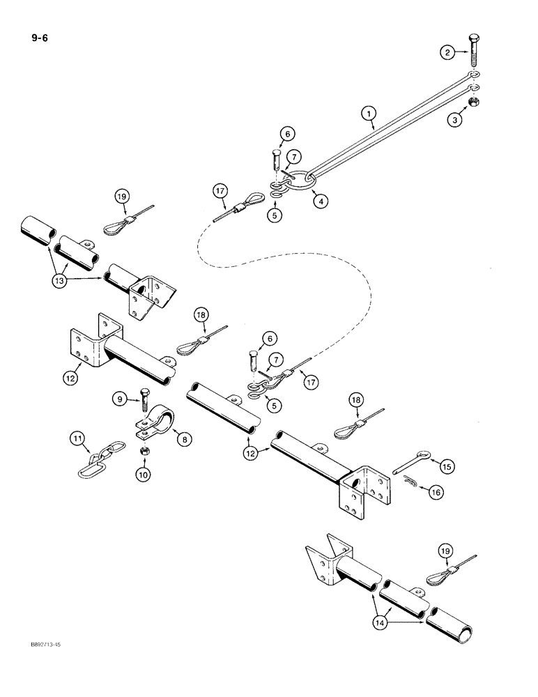 Схема запчастей Case IH 9 - (9-06) - DRAWBAR, USED WITH FOUR PEG TOOTH HARROW SECTIONS, 24 FOOT WIDE HARROW 