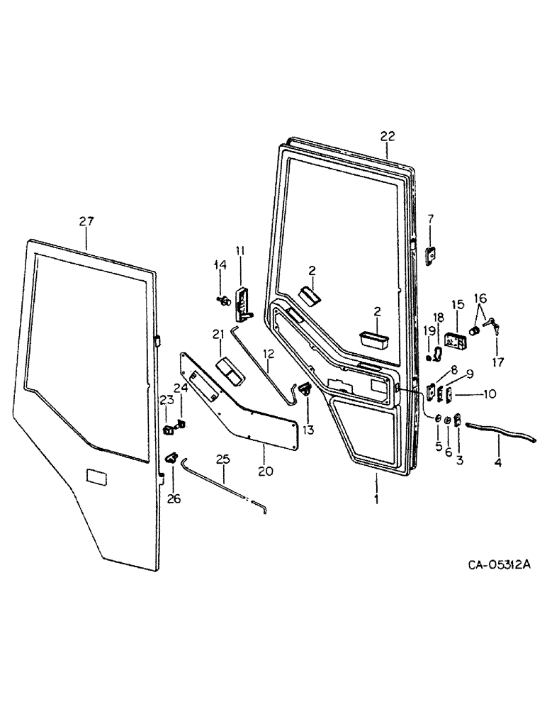 Схема запчастей Case IH 786 - (13-28) - SUPERSTRUCTURE, DOOR, TRACTOR WITH CAB WITH SERIAL NO. 107806 AND BELOW (05) - SUPERSTRUCTURE