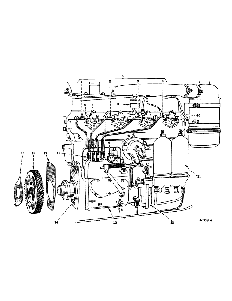 Схема запчастей Case IH 400-SERIES - (088) - DIESEL ENGINE, FUEL INJECTION PUMP CONNECTIONS & PIPES (01) - ENGINE