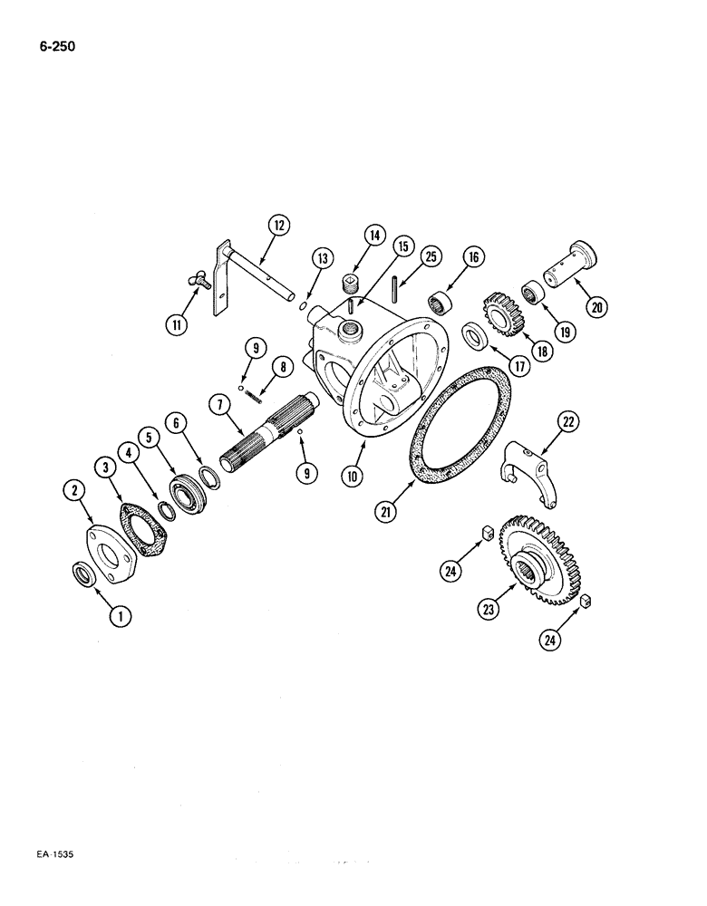 Схема запчастей Case IH 385 - (6-250) - SIDE DRIVE POWER TAKE OFF ATTACHMENT, FOR TRACTORS W/SINGLE SPEED PTO, TRACTORS PRIOR TO P.I.N. 5287 (06) - POWER TRAIN