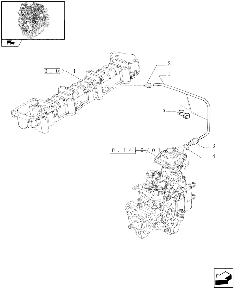 Схема запчастей Case IH FARMALL 85N - (0.14.6/01) - INJECTION EQUIPMENT - PIPING (01) - ENGINE