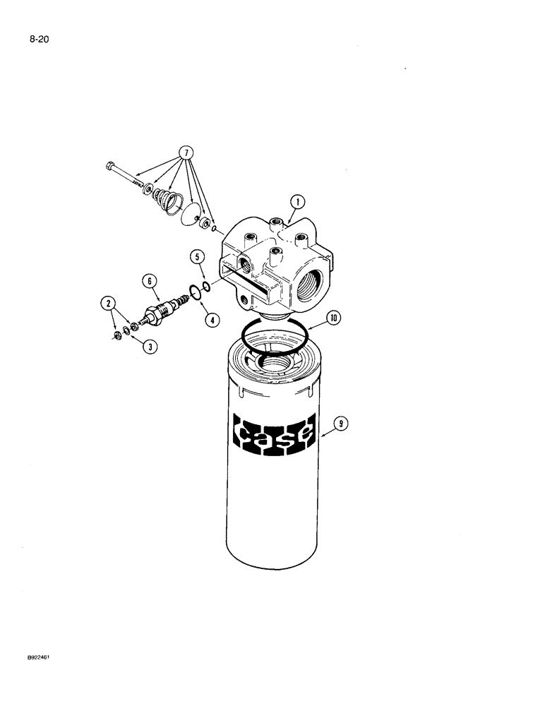 Схема запчастей Case IH 9210 - (8-020) - HYDRAULIC OIL FILTER (08) - HYDRAULICS