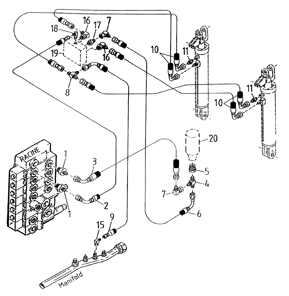 Схема запчастей Case IH 7700 - (B06[42A]) - HYDRAULIC CIRCUIT {BASECUTTER LIFT ... WITH COUNTER-BALANCE VALVE} (OPTIONAL MOUNT) Hydraulic Components & Circuits