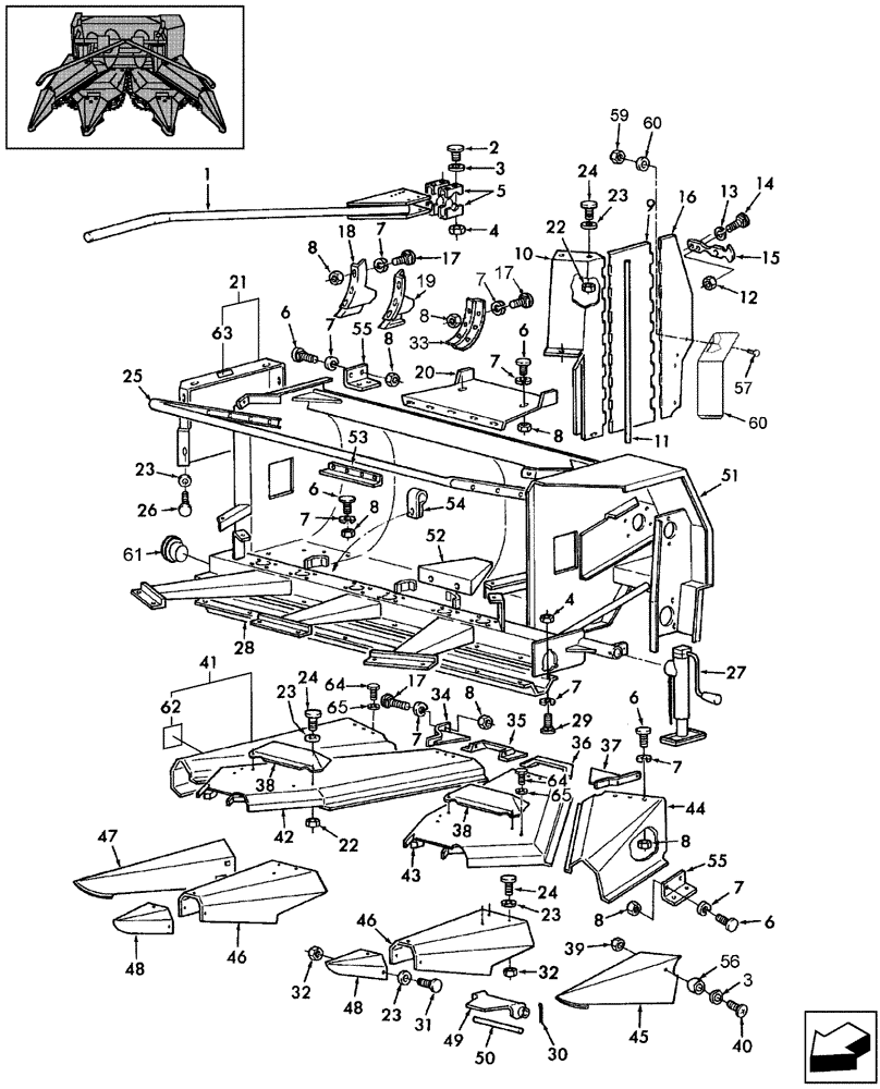Схема запчастей Case IH HDX3R - (20.01) - MAIN FRAME AND DIVIDER POINTS (58) - ATTACHMENTS/HEADERS