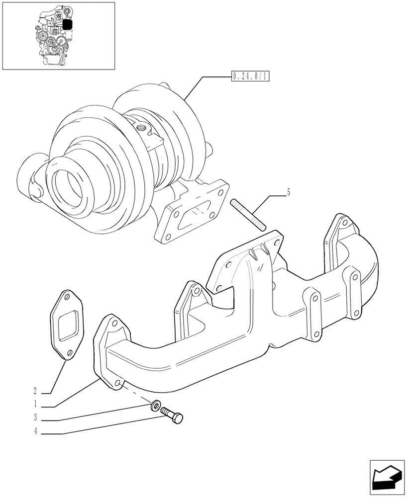 Схема запчастей Case IH JX95 - (0.07.6/03) - EXHAUST MANIFOLD (01) - ENGINE