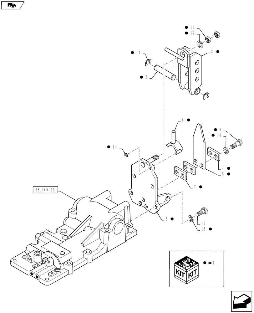 Схема запчастей Case IH FARMALL 50B - (35.100.10) - UPPER LINK BRACKET - W/DRAFT DEALER OPTION KIT (35) - HYDRAULIC SYSTEMS