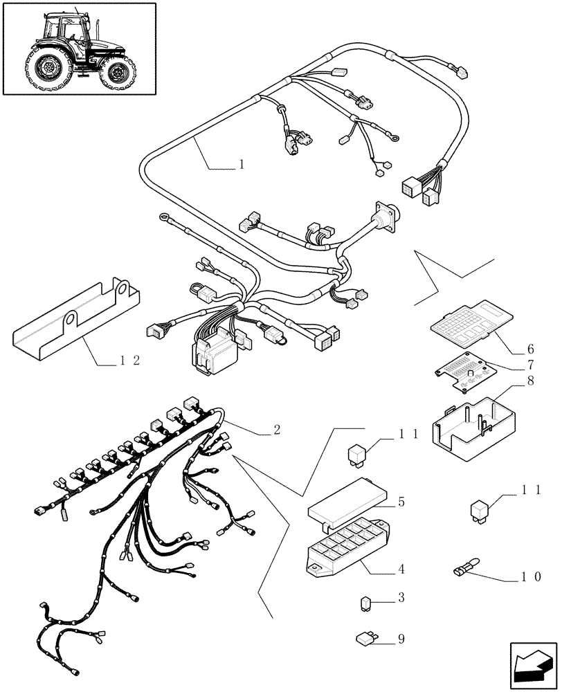Схема запчастей Case IH JX60 - (1.92.74[01A]) - AUXILIARY CABLES - W/CAB - D6660 (10) - OPERATORS PLATFORM/CAB