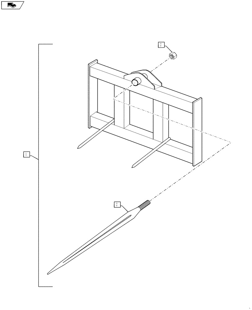 Схема запчастей Case IH WORK EZ UQAS - (88.100.03) - UNIVERSAL SSL QUICK ATTACH SINGLE BALE CARRIER - BLACK 