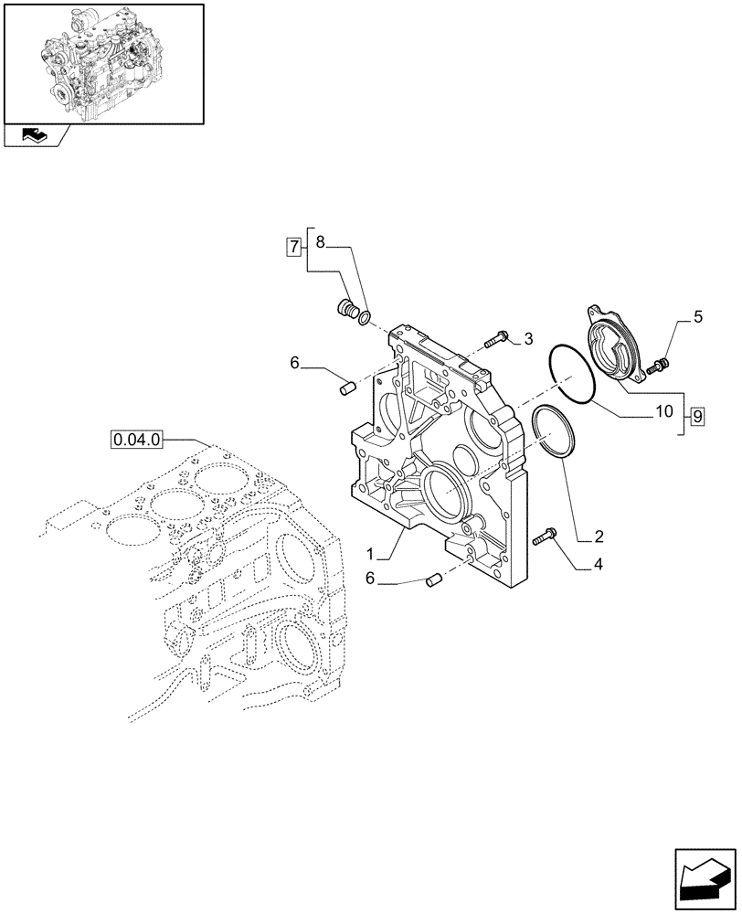 Схема запчастей Case IH PUMA 165 - (0.04.3) - CRANKCASE COVERS (01) - ENGINE