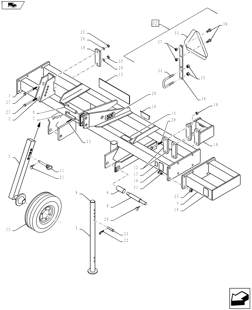 Схема запчастей Case IH 500 - (39.100.01) - MAIN FRAME ASSY (39) - FRAMES AND BALLASTING