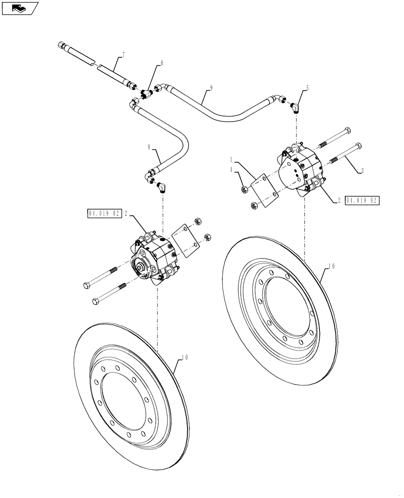 Схема запчастей Case IH 4420 - (06-026[02]) - DYNAMIC BRAKE GROUP, USED ON SN YBT029141 AND AFTER Hydraulic Plumbing