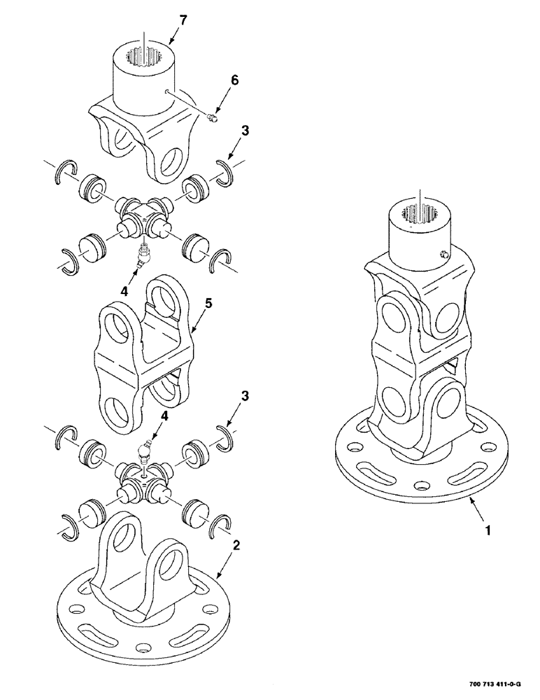 Схема запчастей Case IH 8312 - (3-08) - CUTTER BAR U-JOINT ASSEMBLY, 700713411 U-JOINT ASSEMBLY COMPLETE (58) - ATTACHMENTS/HEADERS