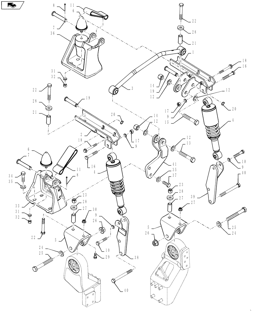 Схема запчастей Case IH MAGNUM 260 - (90.150.AJ[03]) - CAB, SUSPENSION (90) - PLATFORM, CAB, BODYWORK AND DECALS