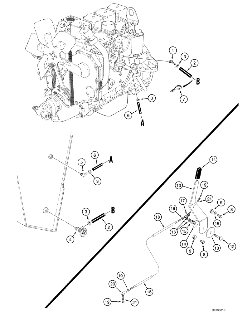 Схема запчастей Case IH 1845C - (03-01) - FUEL LINES - CONTROLS, THROTTLE, 4-390 ENGINE (03) - FUEL SYSTEM