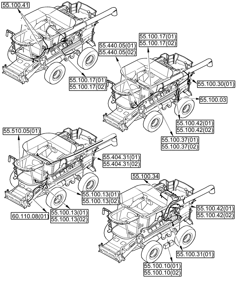 Схема запчастей Case IH 8010 - (00.000.55[01]) - PICTORIAL INDEX - ELECTRICAL, HARNESSES (00) - GENERAL & PICTORIAL INDEX