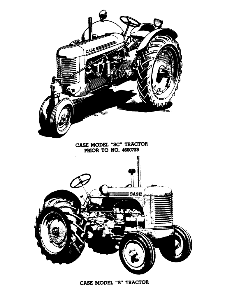 Схема запчастей Case IH S-SERIES - (004) - CASE MODEL SC TRACTOR, PRIOR TO NUMBER 4600729, CASE MODEL S TRACTOR (00) - PICTORIAL INDEX