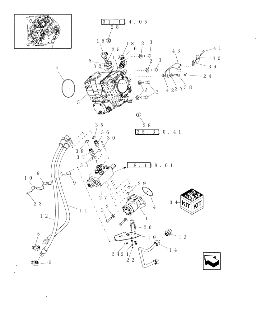 Схема запчастей Case IH 9010 - (35.910.05[02]) - FIXED SPEED - FEEDER / HEADER DRIVE HYDRAULICS - PIN HAJ202001 & AFTER (35) - HYDRAULIC SYSTEMS