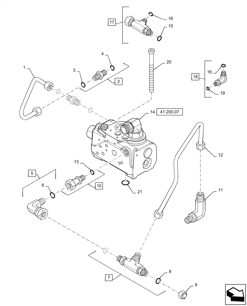Схема запчастей Case IH MAGNUM 190 - (35.100.01) - HYDRAULIC PUMP - PRIORITY VALVE PLUMBING (35) - HYDRAULIC SYSTEMS