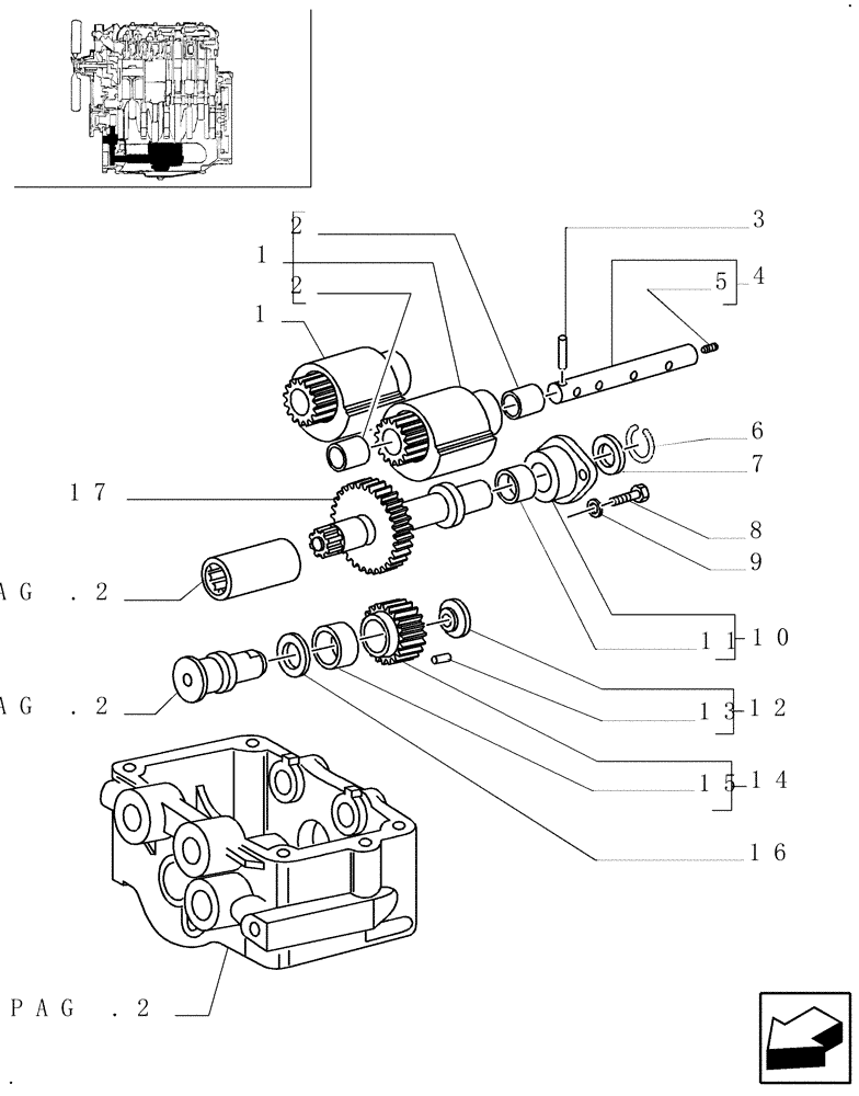 Схема запчастей Case IH JX90U - (0.10.5[01]) - DYNAMIC BALANCER, GEARS & SHAFTS (01) - ENGINE