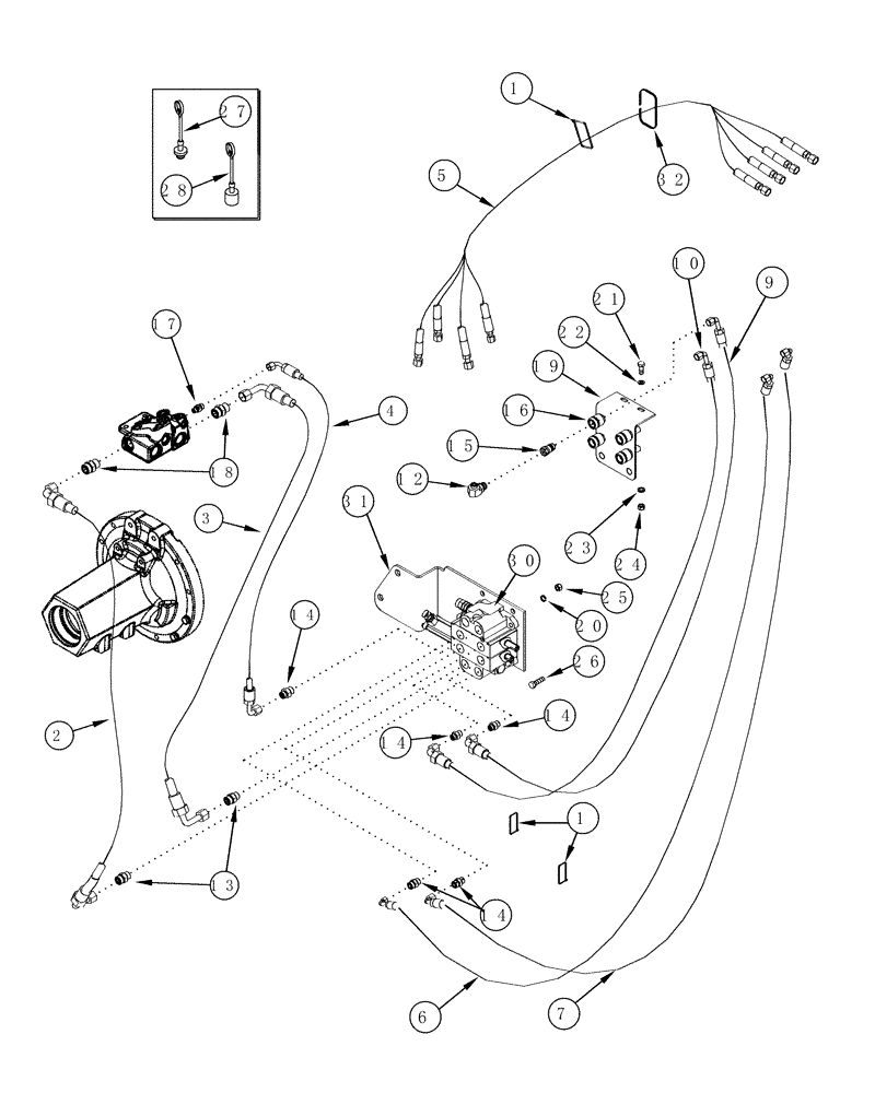 Схема запчастей Case IH LX172 - (08-31) - HYDRAULICS - EXTERNAL VALVE - 2 FUNCTION WITHOUT SELF LEVELING (08) - HYDRAULICS