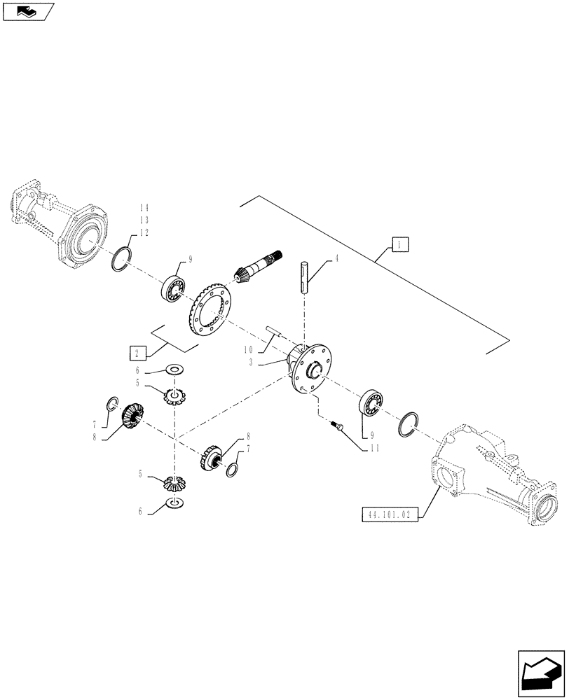 Схема запчастей Case IH FARMALL 50B - (25.102.AD[02]) - FRONT DIFFERENTIAL (USE ON & AFTER 02/28/2009) (25) - FRONT AXLE SYSTEM