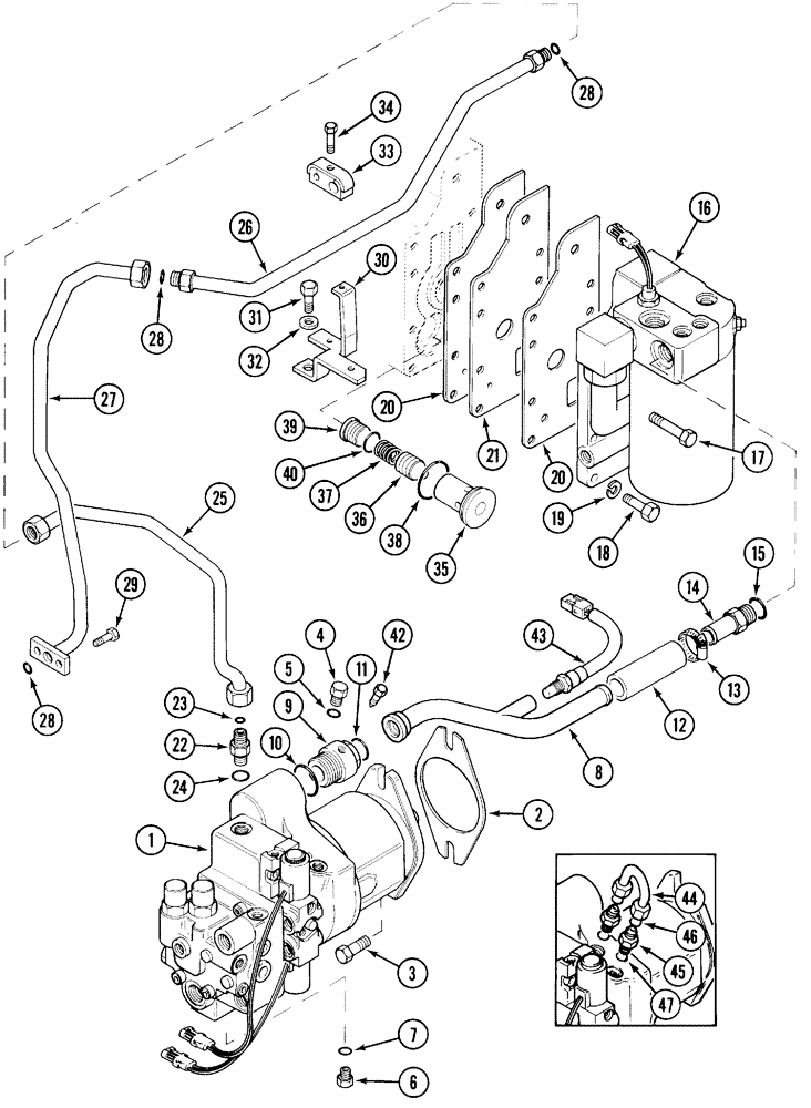 Схема запчастей Case IH 5230 - (8-006) - HYDRAULIC PUMP, FILTER AND PIPES (08) - HYDRAULICS