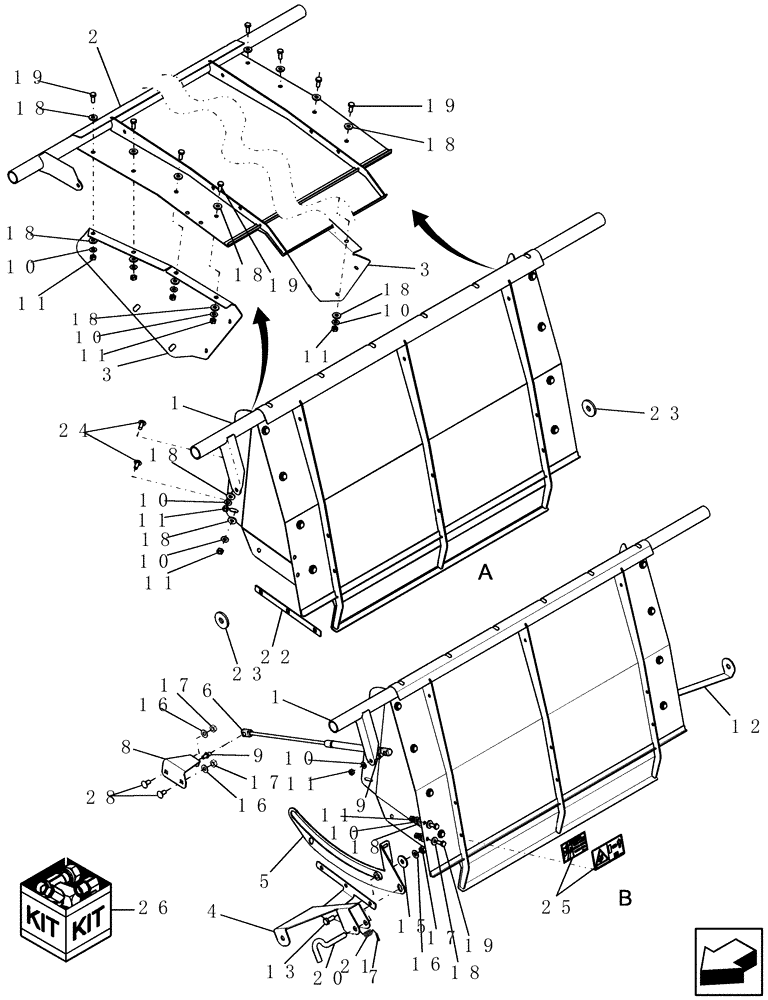 Схема запчастей Case IH 9120 - (90.118.29) - DIA HARVEST KIT, STRAW HOOD DOOR (90) - PLATFORM, CAB, BODYWORK AND DECALS