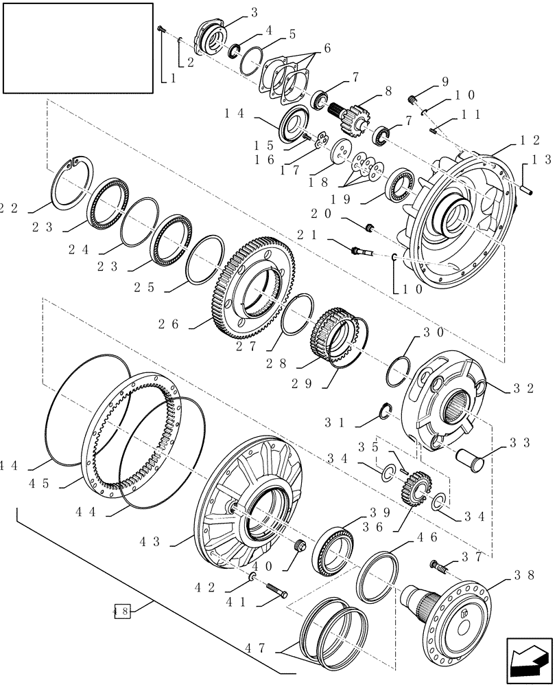 Схема запчастей Case IH AFX8010 - (D.10.A.42[2]) - PLANETARY FINAL DRIVE, PRIOR TO PIN HAJ106401 D - Travel