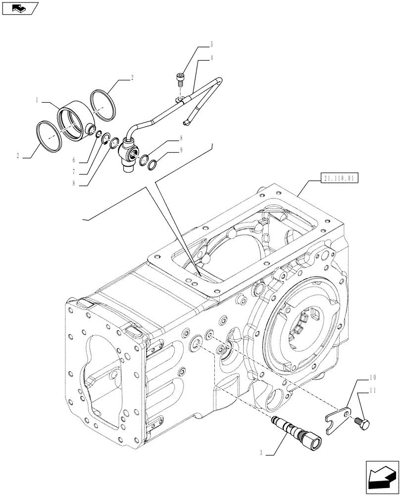 Схема запчастей Case IH FARMALL 65C - (21.100.0102) - 2WD/4WD ENGAGEMENT FOR POWER SHUTTLE TRANSMISSION (VAR.331306 / 743554; VAR.332307 / 743592; VAR.332309 / 743555) (21) - TRANSMISSION