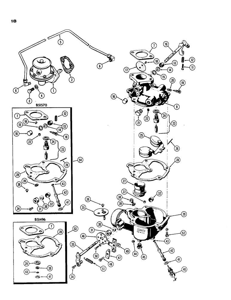 Схема запчастей Case IH 188 - (18) - FUEL PUMP AND A36170 CARBURETOR, SPARK IGNITION ENGINE 