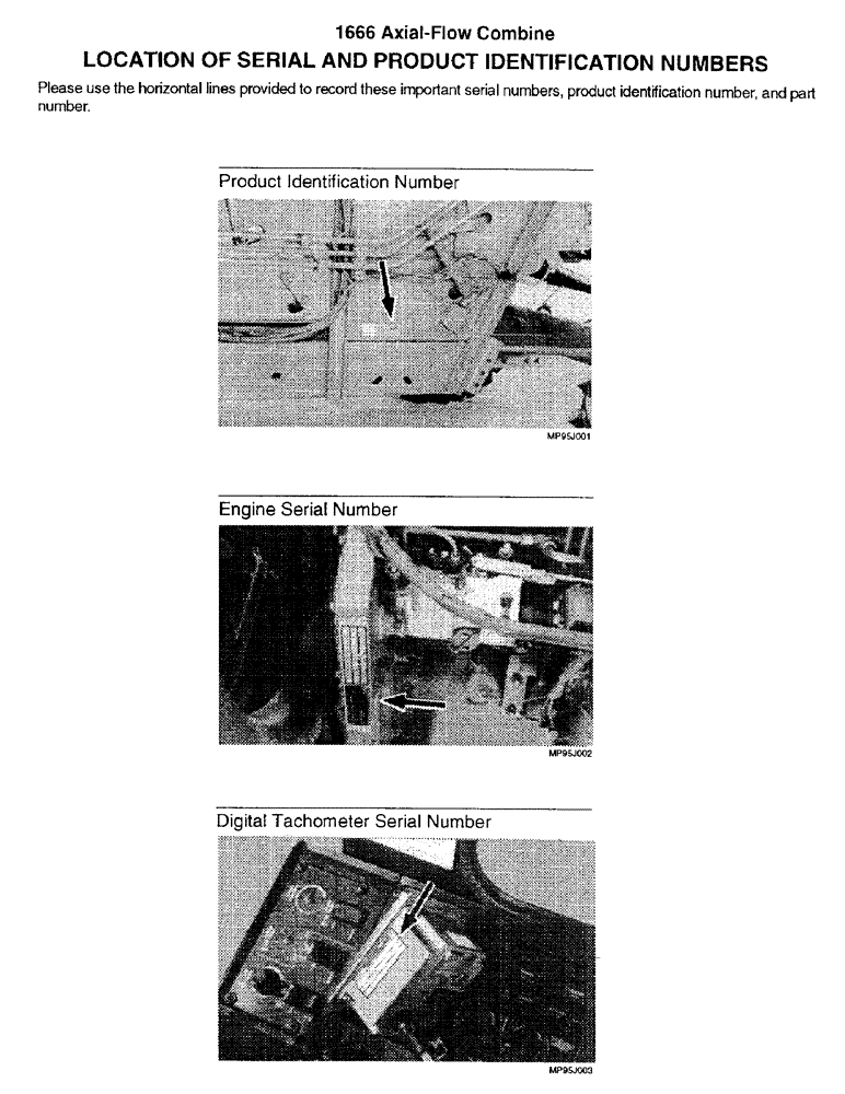 Схема запчастей Case IH 1666 - (1-02) - LOCATION OF SERIAL AND PRODUCT IDENTIFICATION NUMBERS (00) - PICTORIAL INDEX
