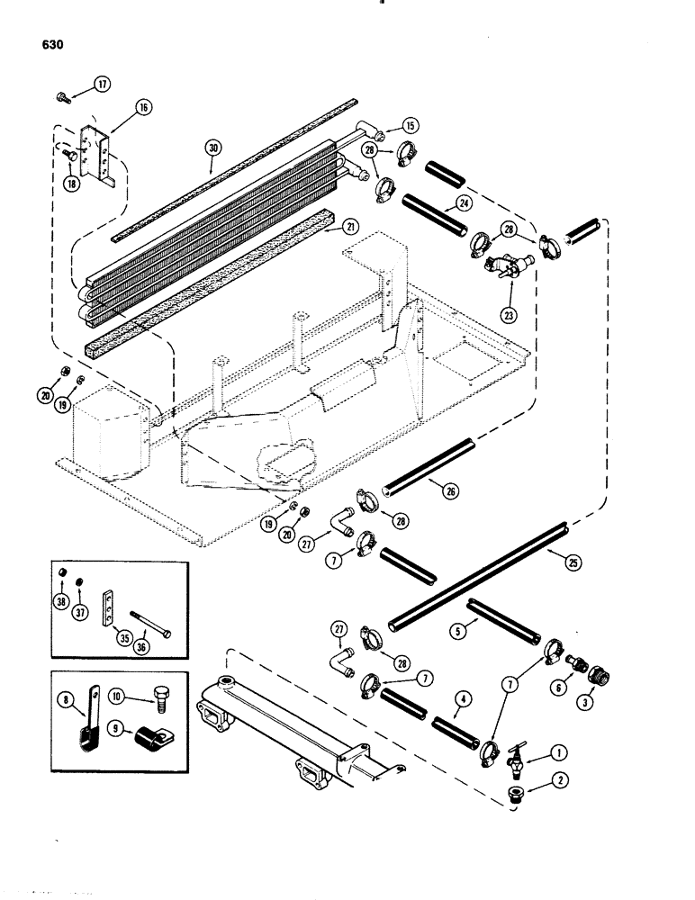 Схема запчастей Case IH 1070 - (0630) - CAB, HEATER, USED PRIOR TO CAB SERIAL NUMBER 7814176 (09) - CHASSIS/ATTACHMENTS