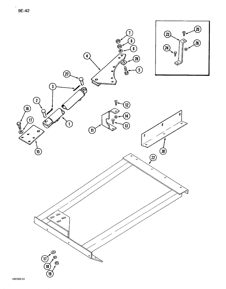 Схема запчастей Case IH 1680 - (9E-42) - UNLOADER SWING CYLINDER SUPPORTS (17) - GRAIN TANK & UNLOADER