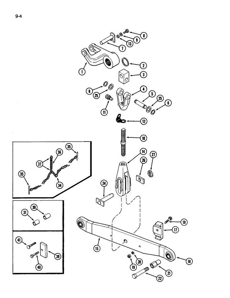 Схема запчастей Case IH 3594 - (9-004) - THREE POINT HITCH, LOWER LIFT LINKS AND DRAFT ARMS (09) - CHASSIS/ATTACHMENTS