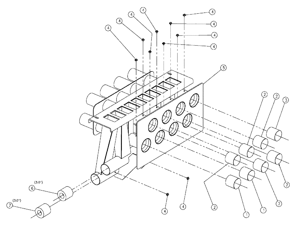 Схема запчастей Case IH 810 - (04-029) - VENTURI GROUP, MID, 2.5", LH Boom Group