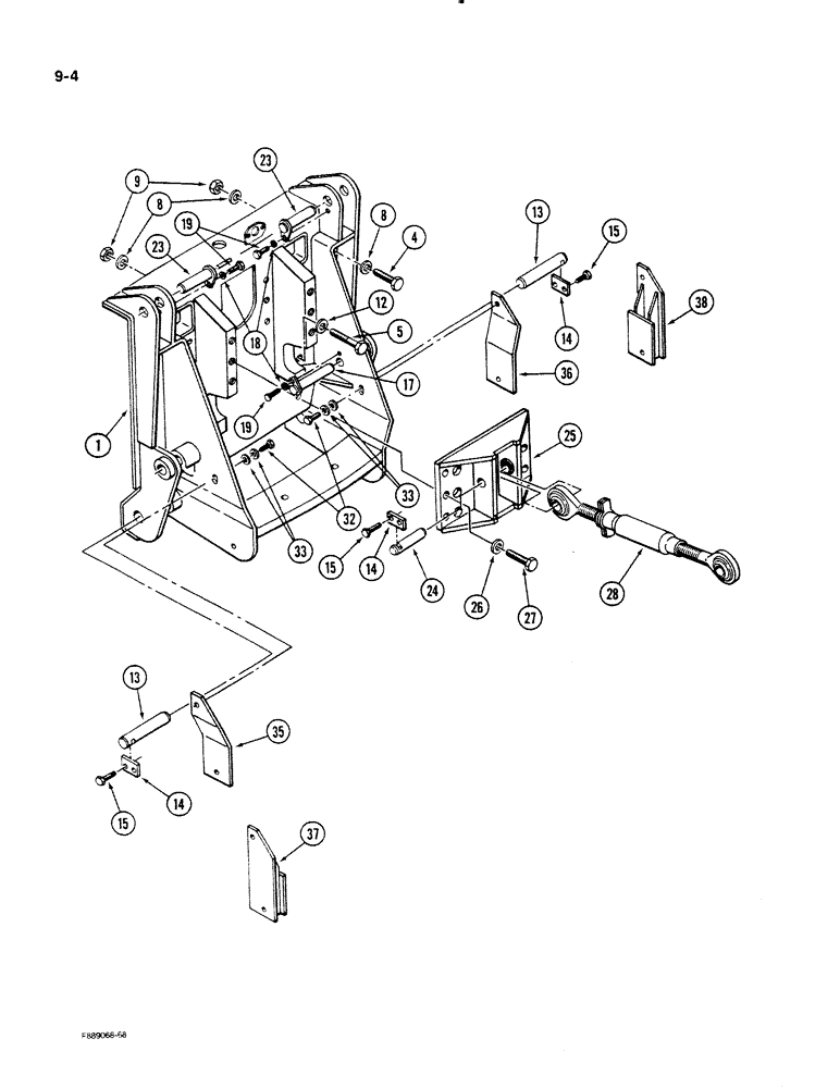 Схема запчастей Case IH STEIGER - (9-004) - HITCH UPPER AND LOWER LINK MOUNT (09) - CHASSIS/ATTACHMENTS