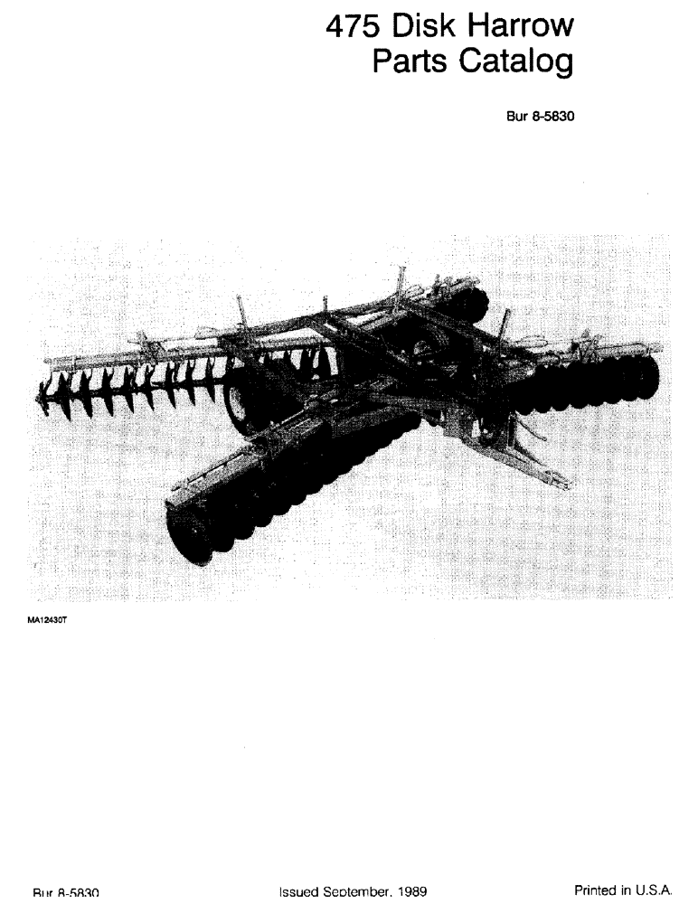 Схема запчастей Case IH 475 - (1-1) - DISK HARROW PARTS CATALOG (00) - PICTORIAL INDEX